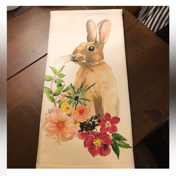 Pottery Barn Floral Bunny Kitchen Towel - Picture 2 of 4